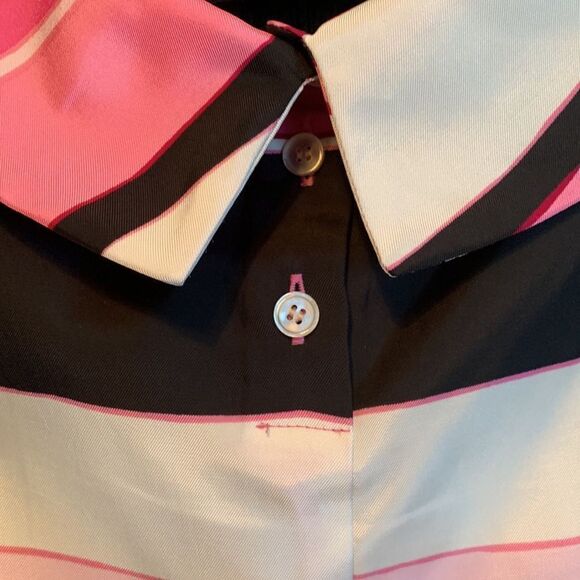 Talbots size 10 sleeveless multicolor striped pink/black blouse - Picture 5 of 9
